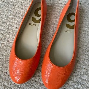 Nine West Orange Patent Leather Flats